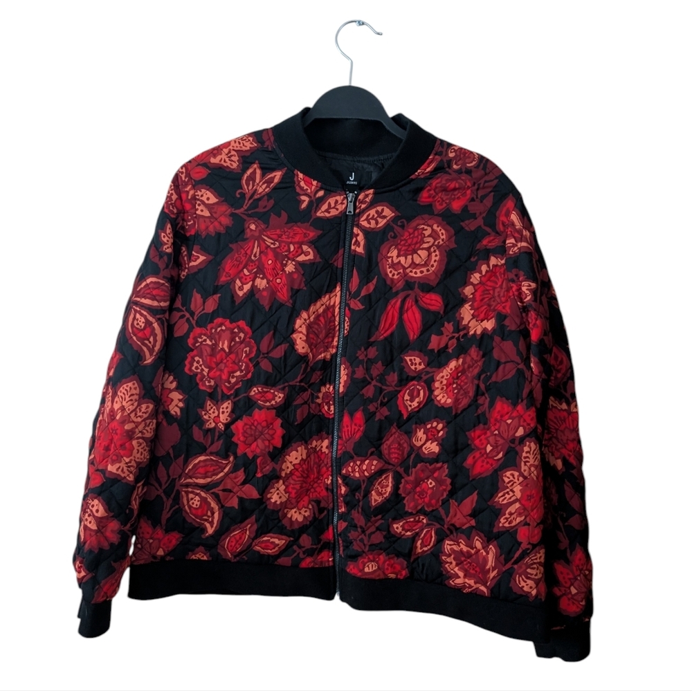 Jason Wu Red‎ Black Floral Quilted Bomber Jacket Size Medium - Picture 2 of 8